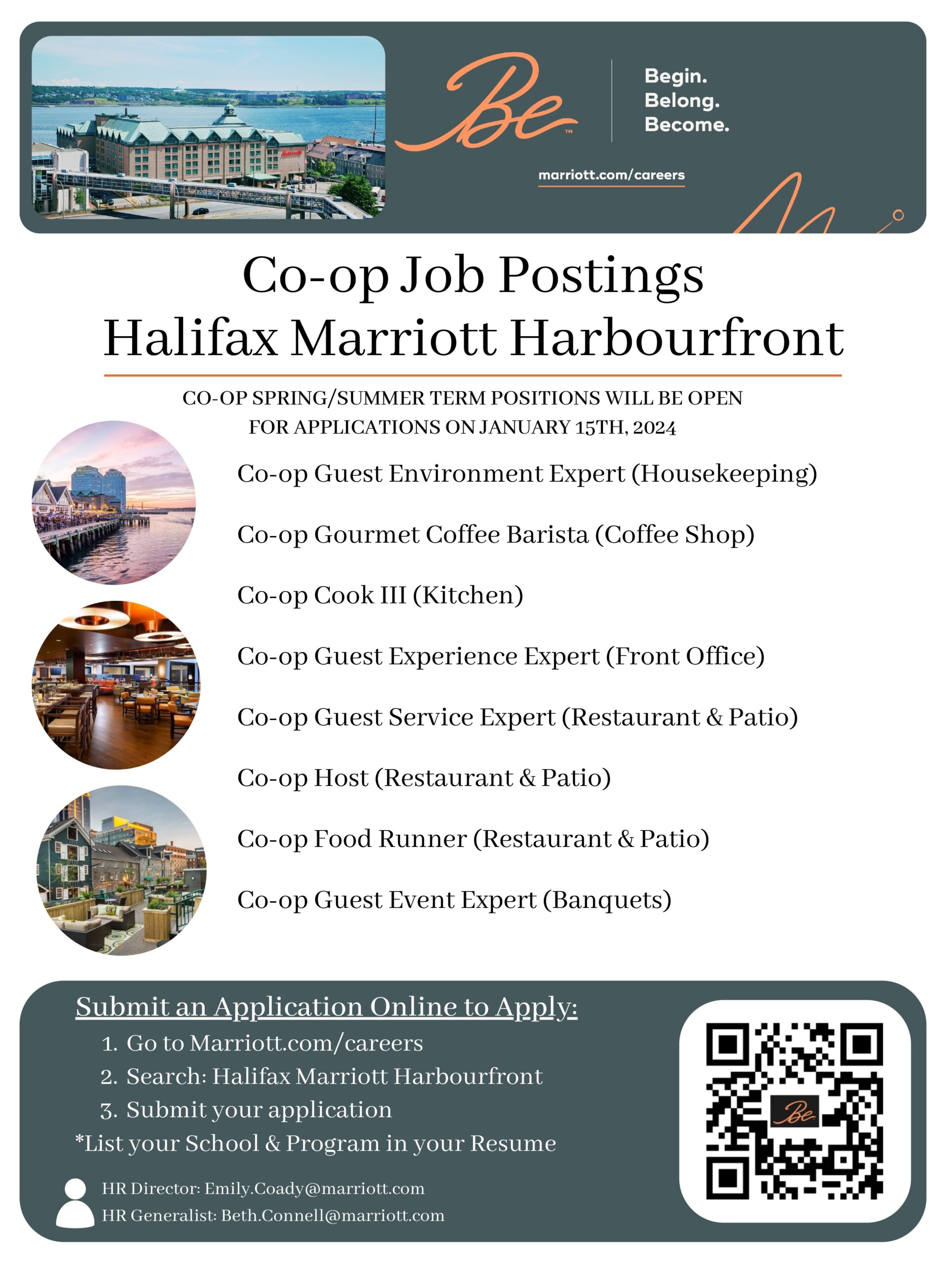 SUMMER 2024 BHTM INTERNSHIP Halifax Marriott Harbourfront Cape